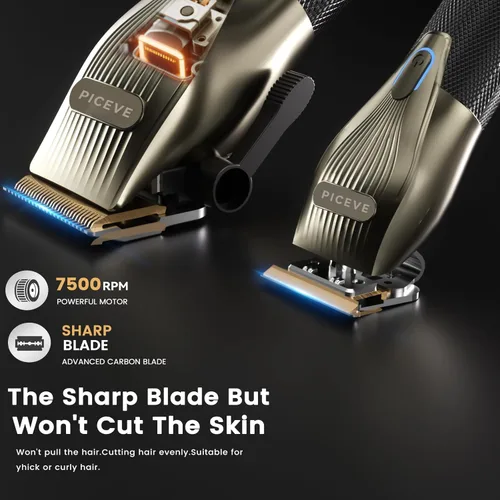 Miniatura 2 de Cortapelos para hombre, juego profesional de corte y recorte de cabello eléctrico con motor potente de 7500 RPM y pantalla LCD, kit inalámbrico