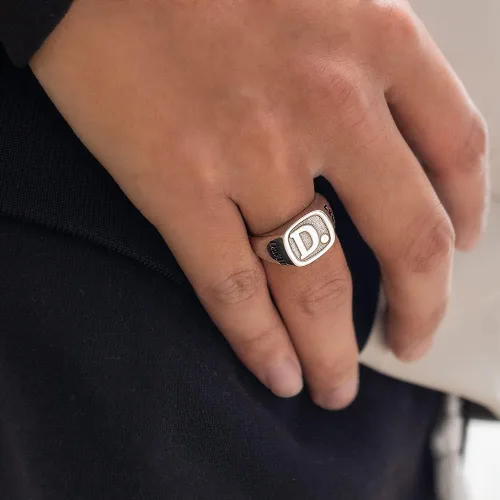Miniatura 6 de Anillos de iniciales personalizados para hombres plata de ley 925 anillos de banda de identificación personalizados joyería del día del padre