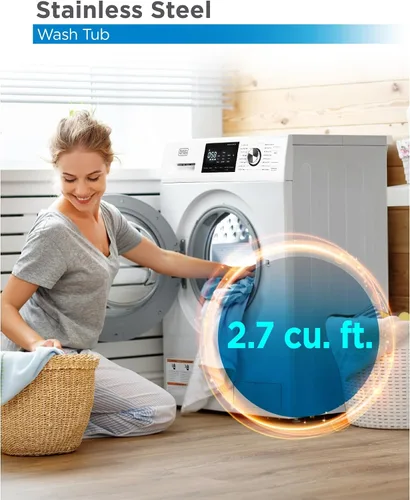 Miniatura 3 de BLACK+DECKER Lavadora de carga frontal, lavadora compacta de 2.7 pies cúbicos con pantalla LED y 16 ciclos