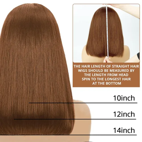 Miniatura 6 de Peluca de cabello humano marrón con encaje frontal HD de 13 x 4 pulgadas, peluca corta estilo Bob para mujeres negras, prearrancada con abuelitos