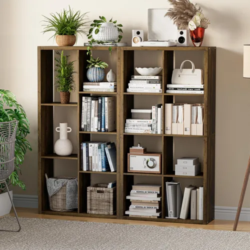 Miniatura 3 de VDNEND Organizador de Almacenamiento en Cubos Estantería, Estante Cúbico Decorativo de 11 pulgadas con Respaldo Abierto y Borde Engrosado, Marrón