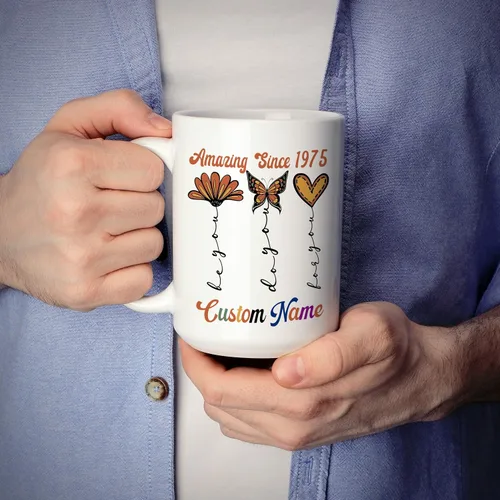 Miniatura 2 de Regalo personalizado de cumpleaños 48 para ella, mujeres, mamá, hermana, mejor amiga, abuela, taza de mariposa con nombre personalizado, taza