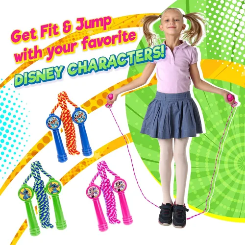 Miniatura 4 de Disney Mickey Minnie & Stitch - Cuerda de saltar para niñas (1 cuerda Minnie) para interiores y exteriores, cuerda de saltar para niños y adultos