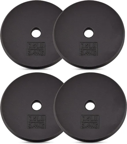 Miniatura 16 de Yes4All Standard Weight Plates, 1-Inch Cast Iron Barbell Weights, Wide Range 5–50 LB, Ideal for Strength Training & Workout Routine, Available in