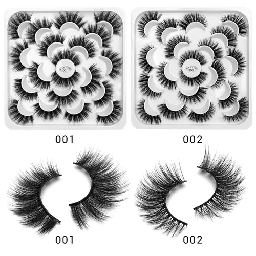 Miniatura 5 de DYSILK - 10 pares de pestañas de visón 6D, pestañas postizas dramáticas de volumen grueso pestañas postizas naturales suaves extensión maquillaje