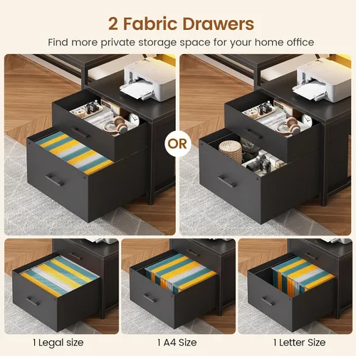 Miniatura 6 de SEDETA Escritorio para juegos en forma de L, escritorio grande para computadora de 78.7 pulgadas con cajones, toma de corriente y luz LED, Negro