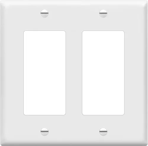Miniatura 16 de ENERLITES - Cubierta decorativa de interruptor doble, placa de pared de dos salidas, 2 bandas de gran tamaño, 5.50 x 5.50 pulgadas, termoplástico