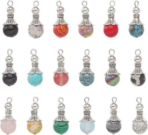 Miniatura 14 de Encantos de piedras preciosas de Fashewelry. Dije de cristal de chakra curativo para la fabricación de joyas., latín, G-G948-18P-FW