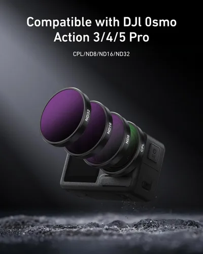 Miniatura 2 de TELESIN Kit de filtro de lente para DJI Osmo Action 3 Action 4 Action 5 Pro, 4 unidades CPL polarizantes ND8 ND16 ND32 densidad neutra HD Ultra Thin