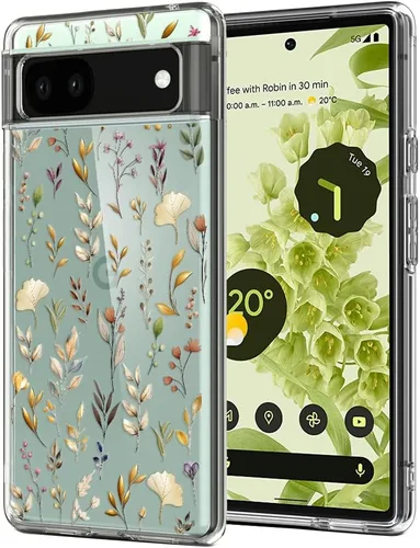 Miniatura 16 de Unov Funda para Pixel 6a, transparente con diseño, ajuste delgado, buen agarre, funda de teléfono en relieve, cubierta protectora a prueba