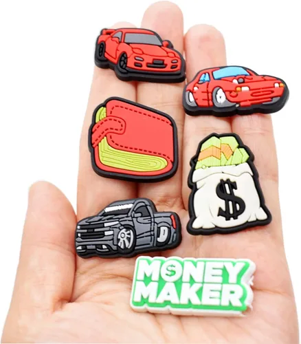 Miniatura 6 de 20/50 dijes para zapatos, camiones mixtos, automóviles, dinero, deportes, béisbol, PVC, decoración de zapatos para adolescentes, hombres, regalos