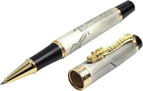 Miniatura 2 de Gullor Bolígrafo Roller Jinhao Descendientes del Dragón Plata con Dragón Dorado