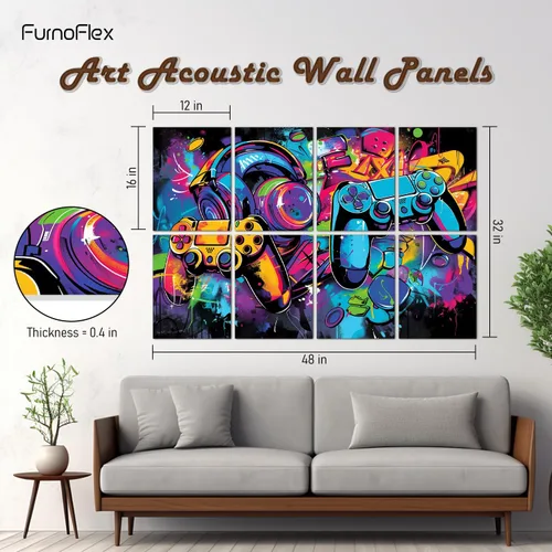 Miniatura 3 de FurnoFlex Paneles acústicos artísticos, azulejos decorativos para habitación, paneles absorbentes de espuma a prueba de sonido, amortiguación