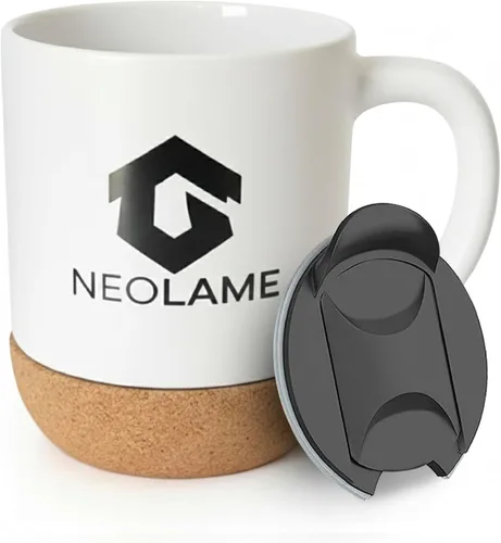 Miniatura 6 de NeoLame - Taza de café de cerámica con fondo de corcho y a prueba de derrames, taza de café reutilizable para el hogar o el trabajo, conservación