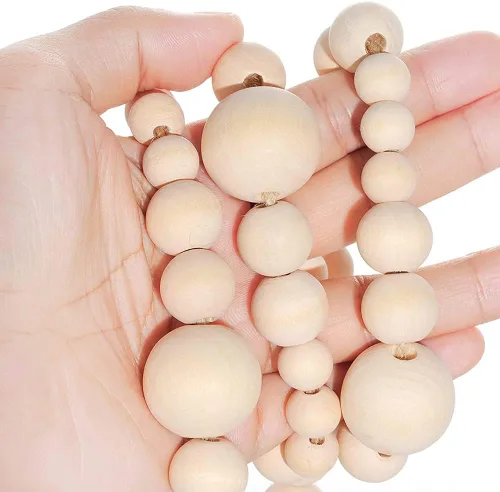 Miniatura 7 de 100 cuentas de madera natural de 0.984 in, cuentas espaciadoras de madera sin terminar de 1 pulgada, bolas redondas para hacer manualidades