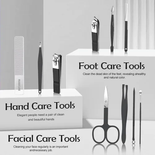 Miniatura 3 de Kit de manicura y pedicura profesional para hombres, kit de cuidado de uñas, kit de cuidado de uñas para hombre, cortaúñas de uñas y pies