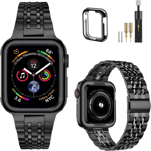 Miniatura 32 de MioHHR - Correa compatible con Apple Watch de 49 mm Ultra 3/2/1, correa de metal de acero inoxidable sólida para iWatch 49 mm Series Ultra 3/2/1