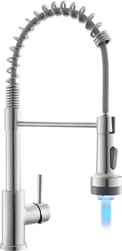 Miniatura 11 de GIMILI Grifo de cocina con pulverizador desplegable orificio único grifo de fregadero de acero inoxidable, adecuado para granjas, RV, lavandería