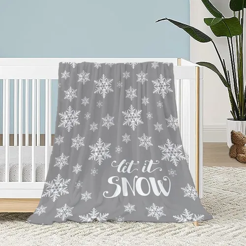 Miniatura 19 de Manta de Navidad para bebé, pequeña, roja, con copos de nieve de Navidad, manta de invierno y vacaciones, manta para arrullo de niños pequeños