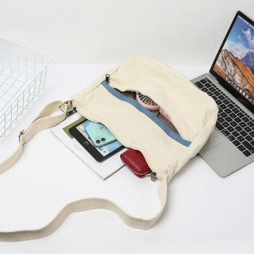 Miniatura 4 de WantGor Bolso cruzado de lona para mujeres y hombres, bolso grande de hombro, bolso de mano de trabajo, bolso casual