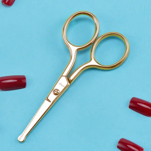 Miniatura 6 de LIVINGO Tijeras profesionales para vello nasal, multiusos, de acero inoxidable, punta redondeada, hoja recta, vello facial, barba, cejas, recorte