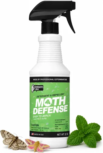 Exterminators Choice Moth Defense Spray – 32 onzas líquidas – Fórmula natural de citronela y citronela – Spray de polilla seguro para animales para