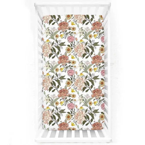 Miniatura 11 de Sábanas de cuna para niña y niño, sábana bajera ajustable para colchones estándar de cuna y de niño pequeño, ultra suaves y transpirables, sábanas