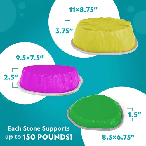 Miniatura 3 de National Geographic Kids - Piedras de equilibrio gigantes para niños – 12 piedras antideslizantes de 3 alturas con dados de espuma y tarjetas