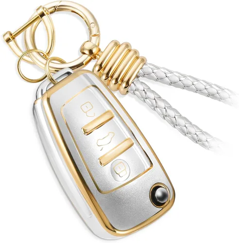 Miniatura 48 de Funda para Llavero Mercedes con Llavero de Cuerda Trenzada de Metal, Funda de Llave Suave Mejorada para Carcasa de Llavero Remoto Inteligente Sin