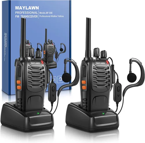 Maylawn Walkie Talkies Paquete de 2, Walkie Talkies de Largo Alcance para Adultos con Baterías Recargables, Radios Bidireccionales con Luz LED,