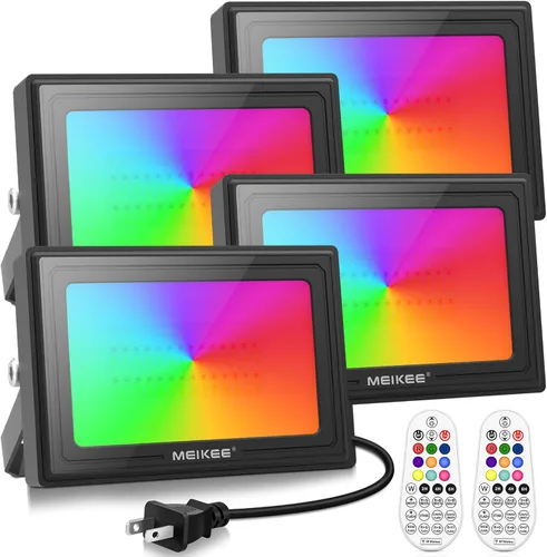 Miniatura 10 de MEIKEE Luces de inundación LED RGB de 25 W para exteriores, 2500 lm 250 W, equivalente a 2500 W, iluminación de inundación RGB que cambia