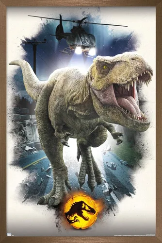 Miniatura 14 de Trends International Jurassic World: Dominion - Póster de pared focal de T. Rex, 22.375 x 34 pulgadas, versión enmarcada de madera de granero