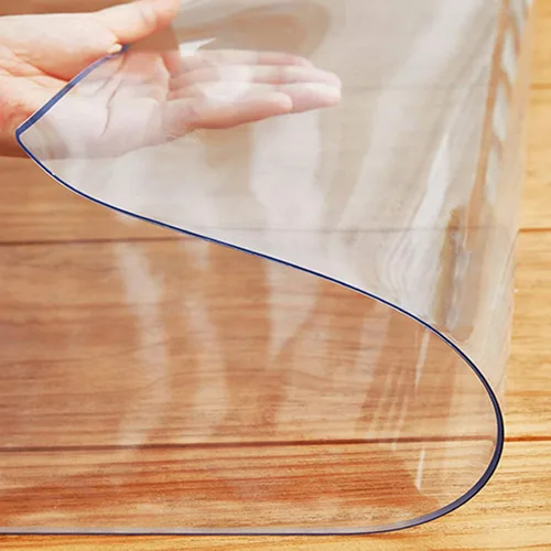 Miniatura 4 de Protector de mesa, rectangular, impermeable, transparente, protector de mantel, 0.079 in, PVC suave, cristal transparente, borde biselado, para mesa