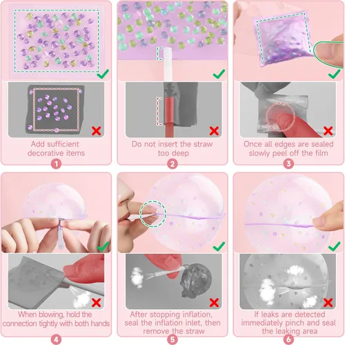 Miniatura 6 de Cinta Nano para Kit de Burbujas - 6 piezas de Cinta Elástica Colorida de Doble Cara para Decoración con Globos y Manualidades