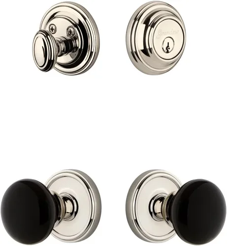 Miniatura 5 de Grandeur Hardware 853368 Georgetown Roseta con perilla Coventry y cerrojo a juego, tamaño del respaldo: 2.375 pulgadas, peltre antiguo