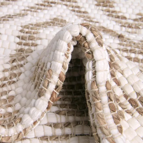 Miniatura 7 de Unique Loom Chindi Jute Collection - Alfombra rectangular de 7 pies 1 pulgada x 10 pies, color blanco y natural blanco (White/Natural)