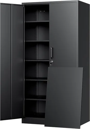 Miniatura 37 de Armario de garaje de metal de 36 pulgadas de alto, gabinetes de almacenamiento de 2 puertas, caninete de herramientas de acero utilitario, caninetes