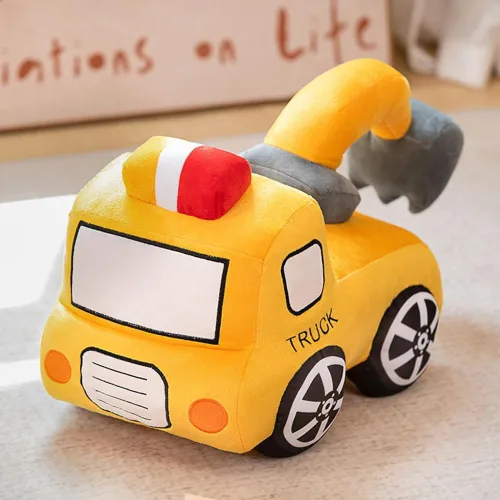 XIYUAN Cojín de peluche rojo de autobús escolar con diseño de caricaturas, cojín de felpa para regalo de cumpleaños de niños (11 x 7 x 6 pulgadas)
