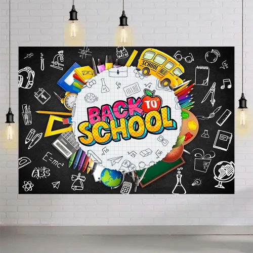 Miniatura 4 de MEHOFOND Telón de fondo de 8 x 6 pies para el regreso a clases, para estudiantes, profesores, pizarra para aula, bienvenida, regreso a la escuela