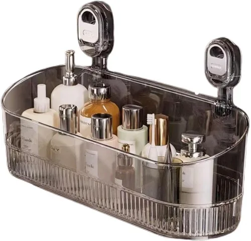 Miniatura 10 de Organizador de ducha de baño transparente, estante de almacenamiento de montaje en pared con ventosas, estante de almacenamiento de baño 12.7 x 4.5