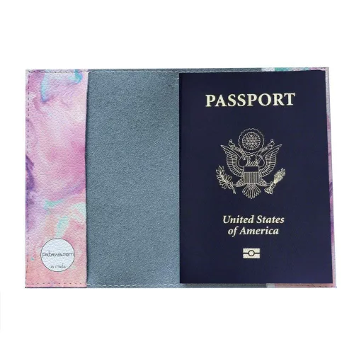 Miniatura 3 de Colorful smoke Pink Passport Holder for Women Eco Leather cover for Documents Birthday Gift Idea