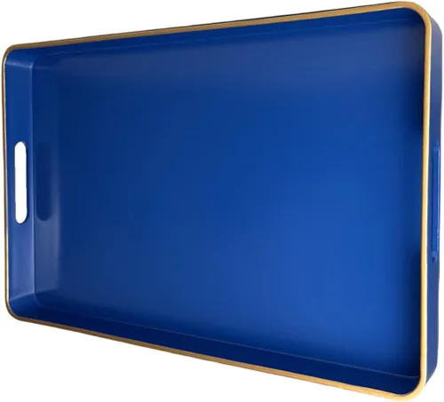 Miniatura 15 de Large Blue Coffee Table Tray, Decorative Serving Tray with Handles, Plastic Rectangular Tray for Ottoman, Bathroom, Living Room.16.7"*12"*1.6