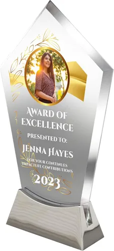 Miniatura 2 de Placa de vidrio personalizada de 8 1/2 pulgadas para premios y trofeos, premio personalizado para empleados del mes, regalos de jubilación