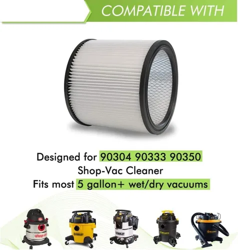 Miniatura 2 de Filtro ANBOO para Shop Vac 90304 90350 90333 9030400 Aspiradora Húmeda y Seca con Tapa, 2 Piezas Filtro de Manga de Espuma 90585, 2 Piezas Filtro