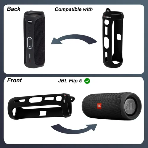 Miniatura 2 de LTGEM - Funda de silicona compatible con JBL FLIP 5 Altavoz Bluetooth portátil impermeable, carcasa rígida, bolsa de almacenamiento de transporte