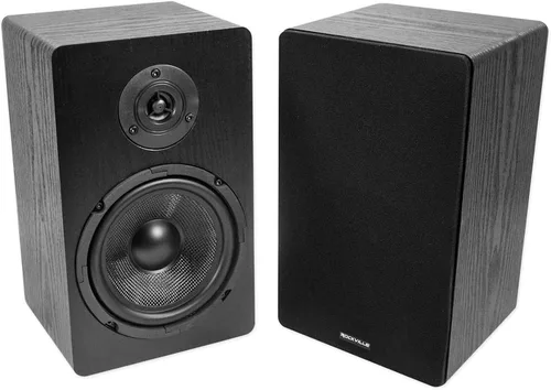 Rockville Par RockShelf 68B V2 400W Negro 6.5" Altavoces para estantería en casa, 8 ohmios, altavoces Kevlar, tweeters de cúpula de seda, montaje en