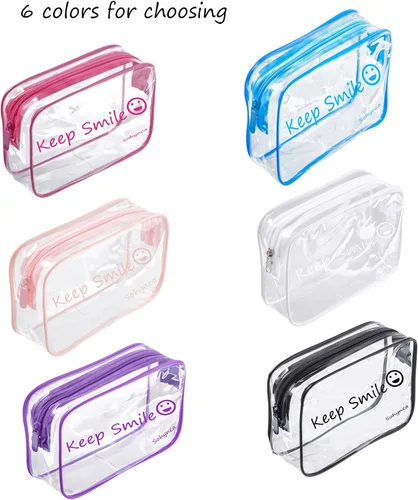 Miniatura 3 de Sohynca Bolsa de aseo de PVC transparente, impermeable, bolsa de cosméticos, minimalista, bolsa de maquillaje, pequeña bolsa de cosméticos ordenada