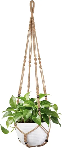 Miniatura 10 de Mkono Colgador de macramé de 43 pulgadas para macetas de hasta 12 pulgadas, soporte para plantas colgantes extra largo, sin borlas, cesta colgante
