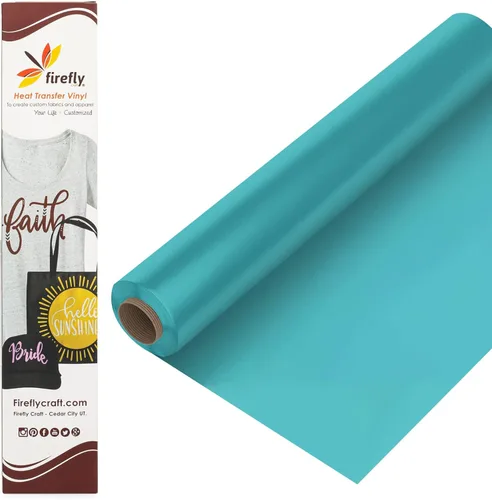 Miniatura 51 de Firefly Craft - Lámina de vinilo de transferencia de calor con purpurina turquesa HTV - Vinilo para transferencia térmica - Hojas de tela