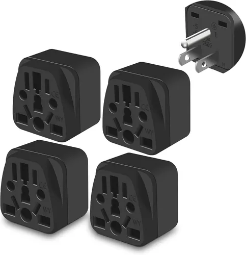 Miniatura 8 de Paquete de 2 adaptadores de enchufe de viaje de EE. UU., UE, Reino Unido, AU, CN, NZ, a Estados Unidos (tipo B), enchufe de pared de 3 clavijas